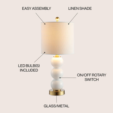 February 21" Glass/Metal LED Table Lamp